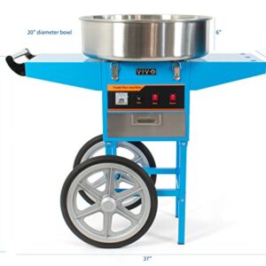 VIVO Blue Electric Commercial Cotton Candy Machine, Candy Floss Maker with Cart CANDY-V002B