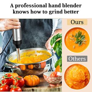 YIOU Immersion Blender, Ultra-Stick Hand Blender Variable Speed Stick Blender 500 Watt Heavy Duty Copper Motor Brushed 304 Stainless Steel for Soups Sauces and Smoothie, Set Midnight Black