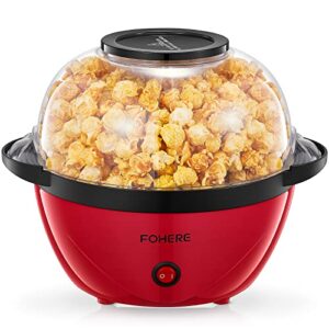 popcorn machine, 2-in-1 automatic stirring hot oil popcorn popper maker & grill machine, large lid for serving bowl, 2 measuring spoons, cleaning brush, for movie night kids party healthy snacks