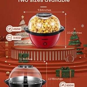 Popcorn Machine, 2-in-1 Automatic Stirring Hot Oil Popcorn Popper Maker & Grill Machine, Large Lid for Serving Bowl, 2 Measuring Spoons, Cleaning Brush, for Movie Night Kids Party Healthy Snacks