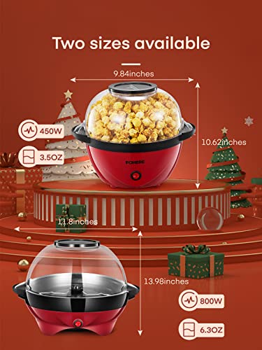 Popcorn Machine, 2-in-1 Automatic Stirring Hot Oil Popcorn Popper Maker & Grill Machine, Large Lid for Serving Bowl, 2 Measuring Spoons, Cleaning Brush, for Movie Night Kids Party Healthy Snacks
