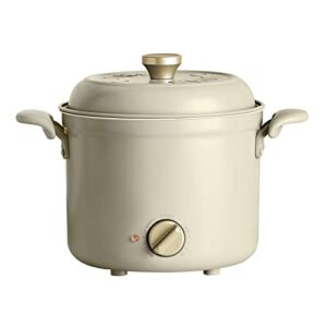 soseki hot pot electric, 1.0l electric cooker with non-stick pot, 800w small ramen cooker made of stainless steel for 1-2 people, electric pot for oatmeal,macaroni,borscht(gray)
