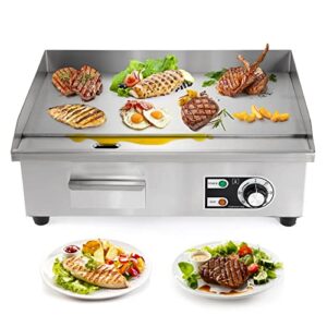 dyna-living commercial electric griddle 22” flat top grill countertop griddle 3000w 110v stainless steel teppanyaki grill large electric griddles for restaurant kitchen