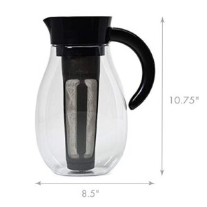 Primula Flavor Airtight Cold Brew Coffee or Iced Tea Maker Shatterproof Durable Plastic Construction, Leak-Proof, 2.7 Quart, Black