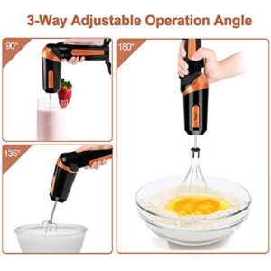 Hand Mixer Electric,Handheld stick Mixer Egg Beater Set w/AC, Stainless Steel Egg Whisk, BPA-Free Beater, Drink Mixer Attachment, Rotatable Angle Hand kitchen Mixer for Coffee