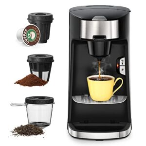 coffee maker, 3 in 1 coffee & tea maker for k cup, loose leaf tea & ground coffee compatible, with fast & fresh brewed, 8 to 14 oz. brew sizes and self cleaning function