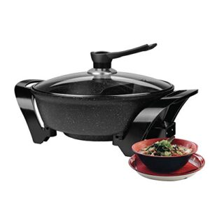 brentwood sk-72bk electric non-stick 6-quart shabu pot with divider, black