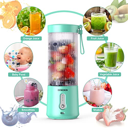 Portable Blender, Personal Size Blender for Smoothies and Shakes,USB Rechargeable Mini Blender Fresh Juicer Cup with Stronger Motor Household Fruit Mixer for Kitchen,Home,Travel…