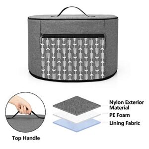 YARWO Slow Cooker Dust Cover Compatible for Crock Pot and Hamilton Beach 6-8 qt Slow Cooker, Dust Free Cover with Zipper Pocket and Wipe Clean Liner, Gray with Arrow