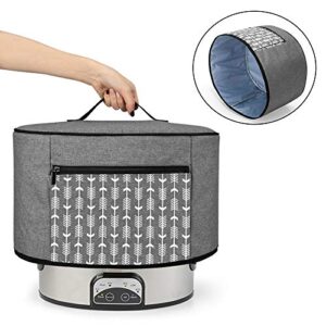YARWO Slow Cooker Dust Cover Compatible for Crock Pot and Hamilton Beach 6-8 qt Slow Cooker, Dust Free Cover with Zipper Pocket and Wipe Clean Liner, Gray with Arrow