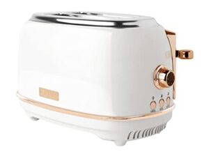 haden 75091 heritage 2 slice toaster, wide slot with removable crumb tray and settings, ivory/copper