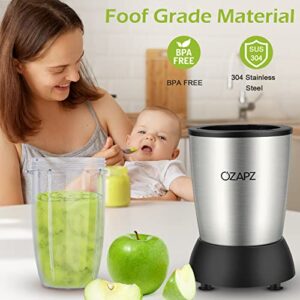 700W Smoothie Blender, OZAPZ Personal Blender for Shakes and Smoothies, Bullet Blender for Sports, Fruit Juice, Protein Drinks, Grinder, Fruit Mixer with Blending and Grinding Blades, 2 Portable Cups