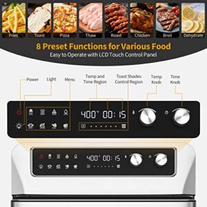 CHEFJOY 21 QT Air Fryer Toaster Oven Combo, 1800W Electric Digital Countertop Convection Oven w/ 360°Circulation, LCD Display, 8-in-1 Air Fryer, Toast, Thaw, Dehydrate, w/ 5 Accessories & Recipe