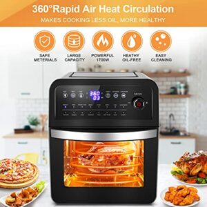 16-in-1 Air Fryer Oven, 13 Quart Airfryer Toaster Oven Combo, 1700W Large Digital LED Screen Air Fryers, Convection Toaster Oven with Rotisserie Dehydrator, Nonstick Basket, Accessories Included