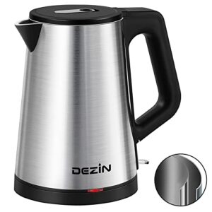 dezin electric kettle, 1.2l portable electric tea kettle with double wall, 304 stainless steel kettle water boiler, small electric kettle with auto shut-off, bpa-free, hot water kettle for coffee
