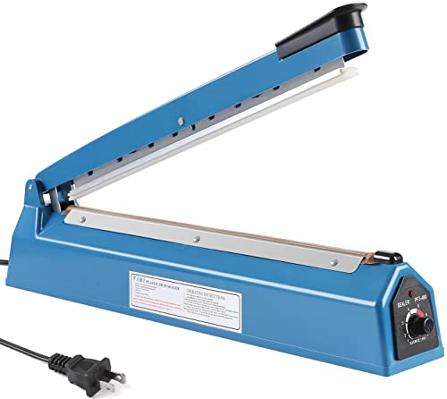 16 Inch Impulse Heat Sealer Manual Bags Sealer Heat Sealing Machine Impulse Sealer Machine for Plastic Bags PE PP Bags with Extra Replace Element Grip