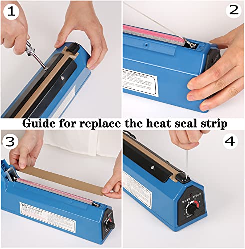 16 Inch Impulse Heat Sealer Manual Bags Sealer Heat Sealing Machine Impulse Sealer Machine for Plastic Bags PE PP Bags with Extra Replace Element Grip