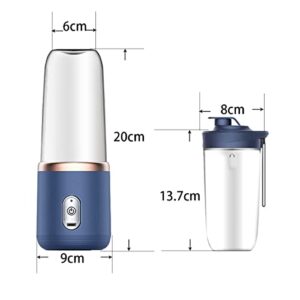 Portable Blender,USB Rechargeable Mini Personal Blender for Shakes and Smoothies,Electric Fruit Veggie Juicer with 2pcs Travel Juicer Cup，Blue