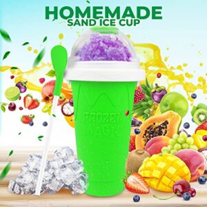 Slushy Maker Cup - Travel Slushie Cup, Quick Freeze Magic Cup, Double Layer Slushy Cup, Cooler Smoothie Silicon Cup, Mini Ice Cream Maker, Slushies - Green.