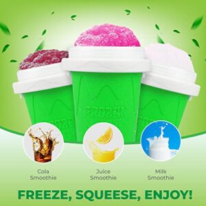 Slushy Maker Cup - Travel Slushie Cup, Quick Freeze Magic Cup, Double Layer Slushy Cup, Cooler Smoothie Silicon Cup, Mini Ice Cream Maker, Slushies - Green.