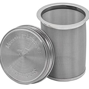 16oz Pint Cold Brew Coffee and Tea Maker Stainless Steel Filter for Mason Jars With Lid and 2 Silicone Seals (No Jar)