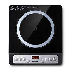 comfee’ 1800w digital electric portable induction cooktop countertop burner, with 8 power & temperature settings & 180 mins timer auto shut off and energy-saving