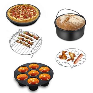 Air Fryer Accessories 11PCS for Phillips Ultrean Ninja Vremi Air Fryer, Fit all 3.7QT-4.0-5.8QT Power Deep Hot Air Fryer with Cake Barrel, Pizza Pan