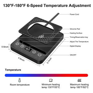 Novamer Mug Warmer, 130°F-180°F Coffee Warmer for Desk with 6-Speed Temp Adjust, Smart Coffee Cup Warmer with Timing and Auto Shut Off, Electric Candle Warmer Plate for Milk, Tea, Cocoa, Water