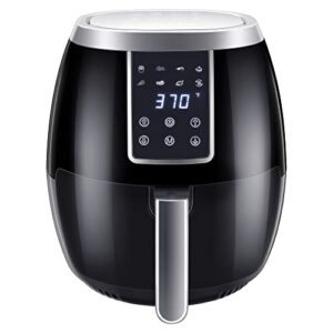 6 qt xl air fryer – large family size greaseless air frier by akylar with digital temp and time control, customizable 8 in 1 functions for frying, cooking, roasting, broiling, with recipe book