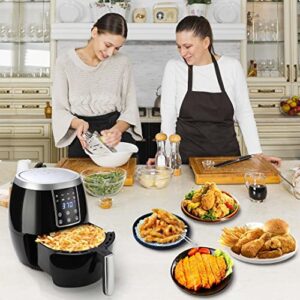 6 Qt XL Air Fryer - Large Family Size Greaseless Air Frier by AKYLAR with Digital Temp and Time Control, Customizable 8 in 1 Functions for Frying, Cooking, Roasting, Broiling, with Recipe Book