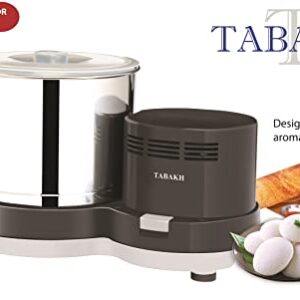 Tabakh Max 2-Liter Stone Wet Grinder with Atta Kneader & Coconut Scraper, 110V, Gray