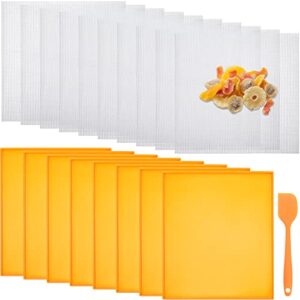 8 pcs silicone dehydrator sheets with edge and 10 pcs mesh dehydrator mats with silicone scraper silicone tray fruit leather trays for dehydrator non stick dehydrator accessories for liquid meat fruit