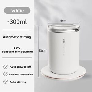 Temperature Control Smart Self Stirring Coffee Mug with Lid,auto Stirring Warmer Coffee Tea Milk Cocoa Mug for Desk Home Office,auto Controlled Heating Cup,GraateHearrt White 11 oz Electric Mixer Mug