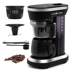 javastarr coffee maker with grinder built in, coffee grinder and maker all in one, bean to cup grind and brew coffee maker, capacity 12-15 oz steam pressure technology grinding coffee makers