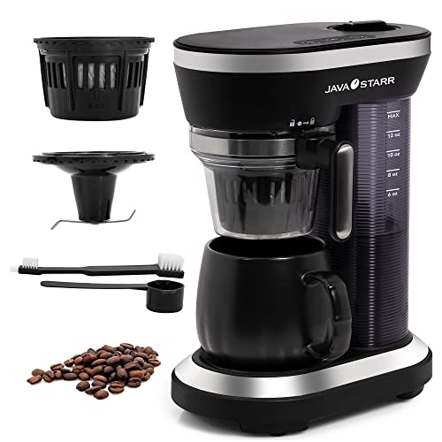 JAVASTARR Coffee Maker with Grinder Built in, Coffee Grinder and Maker All in One, Bean to Cup Grind and Brew Coffee Maker, Capacity 12-15 Oz Steam Pressure Technology Grinding Coffee Makers