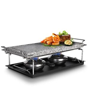 artestia stone raclette table grill smokeless korean bbq grill indoor outdoor grill removable natural cooking stone fast heating, ideal for dinner and family fun
