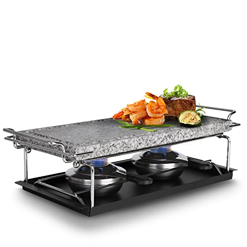 Artestia Stone Raclette Table Grill Smokeless Korean BBQ Grill Indoor Outdoor Grill Removable Natural Cooking Stone Fast Heating, Ideal for Dinner and Family Fun