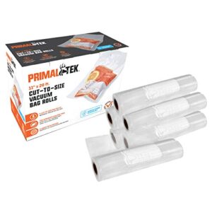 primaltek cut-to-size vaccuum bag rolls – user friendly for food savers – microwave, freezer and boil safe, bpa-free, compatible with most vacuum seal machines (11” x 20′ (6 rolls))