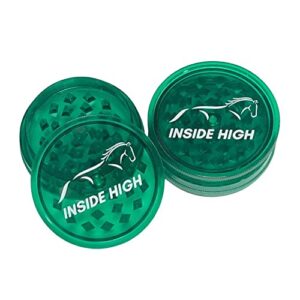 inside high 2 layer portable 2.3 inch plastic grinder for spices and herbs multipurpose crusher (green)