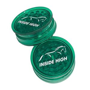 Inside High 2 Layer Portable 2.3 Inch Plastic Grinder For Spices And Herbs Multipurpose Crusher (Green)