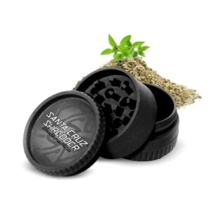 santa cruz shredder hemp grinder for herbs knurled top for stronger grip 3-piece 2.2″ (black)