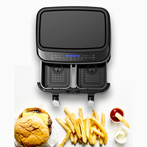 Westinghouse Dual Zone Air Fryer - Double Air Fryer Handcrafted with 2 Independent Baskets, Separate Heater and Control, 12 Preset Programs, and Adjustable Temperatures