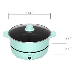 UNAOIWN Electric Hot Pot with Divider 5.3 QT Shabu Shabu Pot Cooker Non-Stick Electric Skillet Chinese Hot Pot Soup Cookwarewith Tempered Glass Vented Lid for 6-8 People Family Party