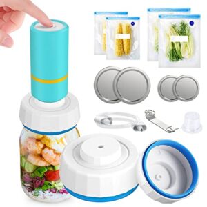 Mason Jar Vacuum Sealer, Electric Mason Jar Vacuum Sealer Kit, Vacuum Sealer for Regular and Wide Mouth Canning Jars, Includes Electric Vacuum Pump and Reusable Vacuum Food Storage Bags