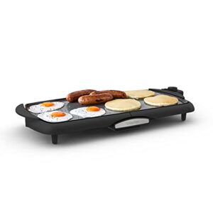 greenpan healthy ceramic nonstick, extra large 20″ electric griddle for pancakes eggs burgers and more, stay cool handles, removable drip tray, adjustable temperature control, pfas-free, black