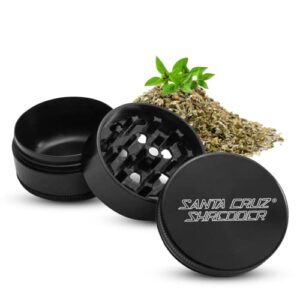 santa cruz shredder metal herb grinder knurled top for stronger grip 3-piece large 2.7″ (black)