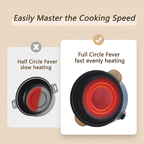 Drizzle Electric Skillet Hot Pot Cooker - Multifunction Frying Pan 110V Non-Stick Grill 3L Stir-fried Stewed Cookware Steak Noodle Ramen Shabu Shabu Pot - Home Office Party Kitchen Dorm Cooking