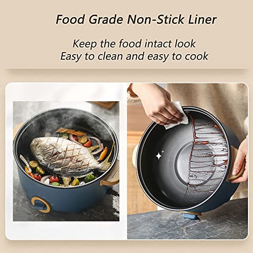 Drizzle Electric Skillet Hot Pot Cooker - Multifunction Frying Pan 110V Non-Stick Grill 3L Stir-fried Stewed Cookware Steak Noodle Ramen Shabu Shabu Pot - Home Office Party Kitchen Dorm Cooking