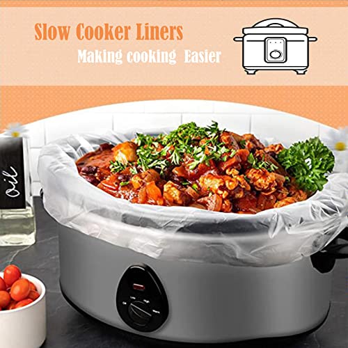 Valuetalk Slow Cooker Liners (50 Liners), 13" × 21" Crock Pot Cooking Bags, Fit 3QT to 8QT, Disposable Cooking Bags Suitable for Slow Cooker, Ovens, Oval & Round Pot, 1 Pack (50 Liners)