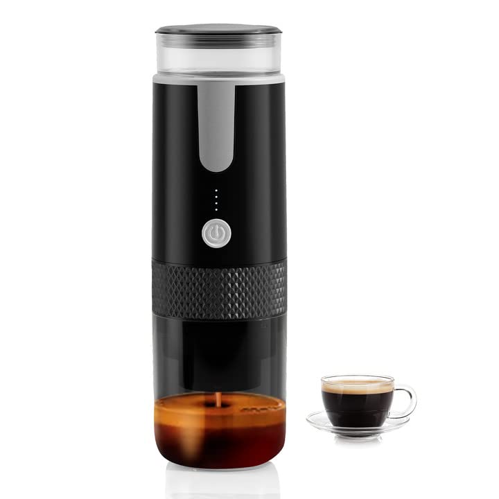 Frossvt Portable Electronic Coffee Maker, Rechargeable Espresso Machine, Mini Car Coffee Make Using Ground Coffee & Espresso Pods for Travel Camping Office Home